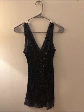 Ed Hardy Black Mesh & Sequin Trim Dress